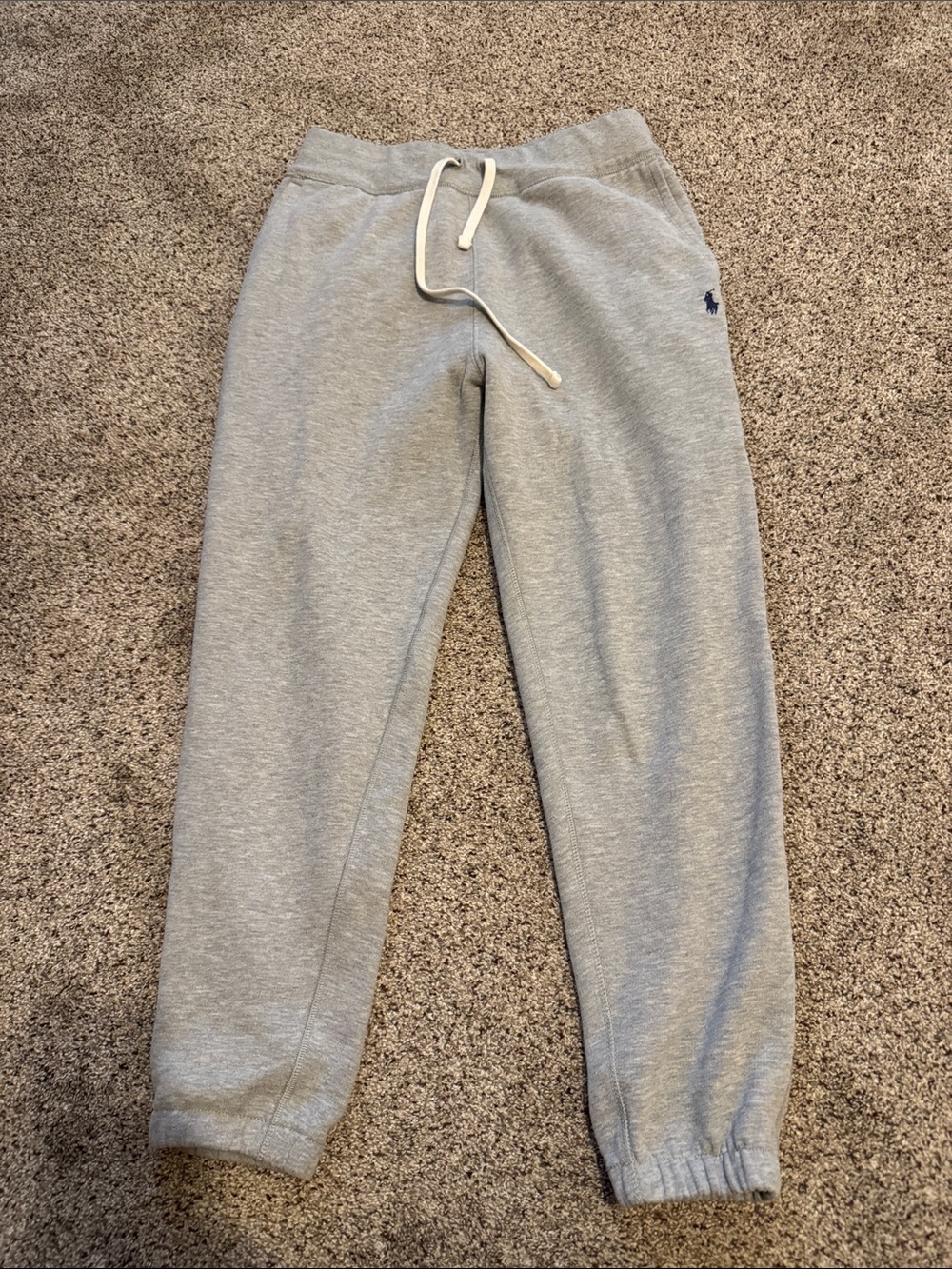 Polo by Ralph Lauren Men’s Light Gray Fleece Joggers size M- White Drawstrings